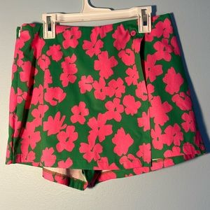 SHEIN pink & green floral skort